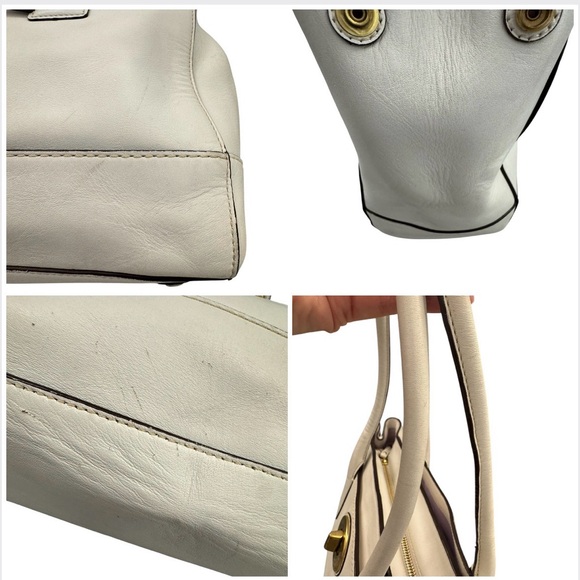 Coach White Leather Coach Hamptons Madeline Tote Handbag  Y2K 11554 **READ** - Picture 5 of 11